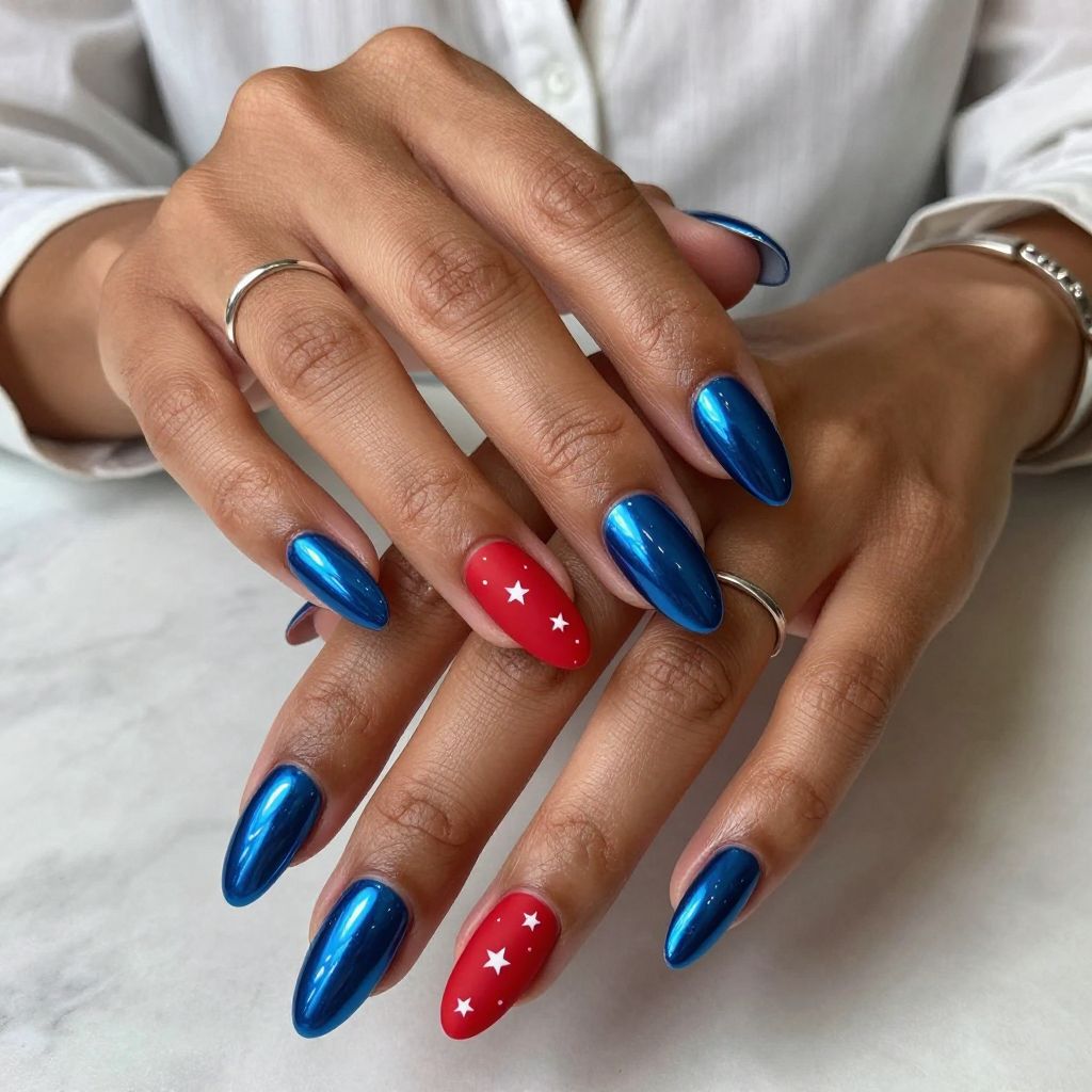 Blue Chrome with Red Mat Accent