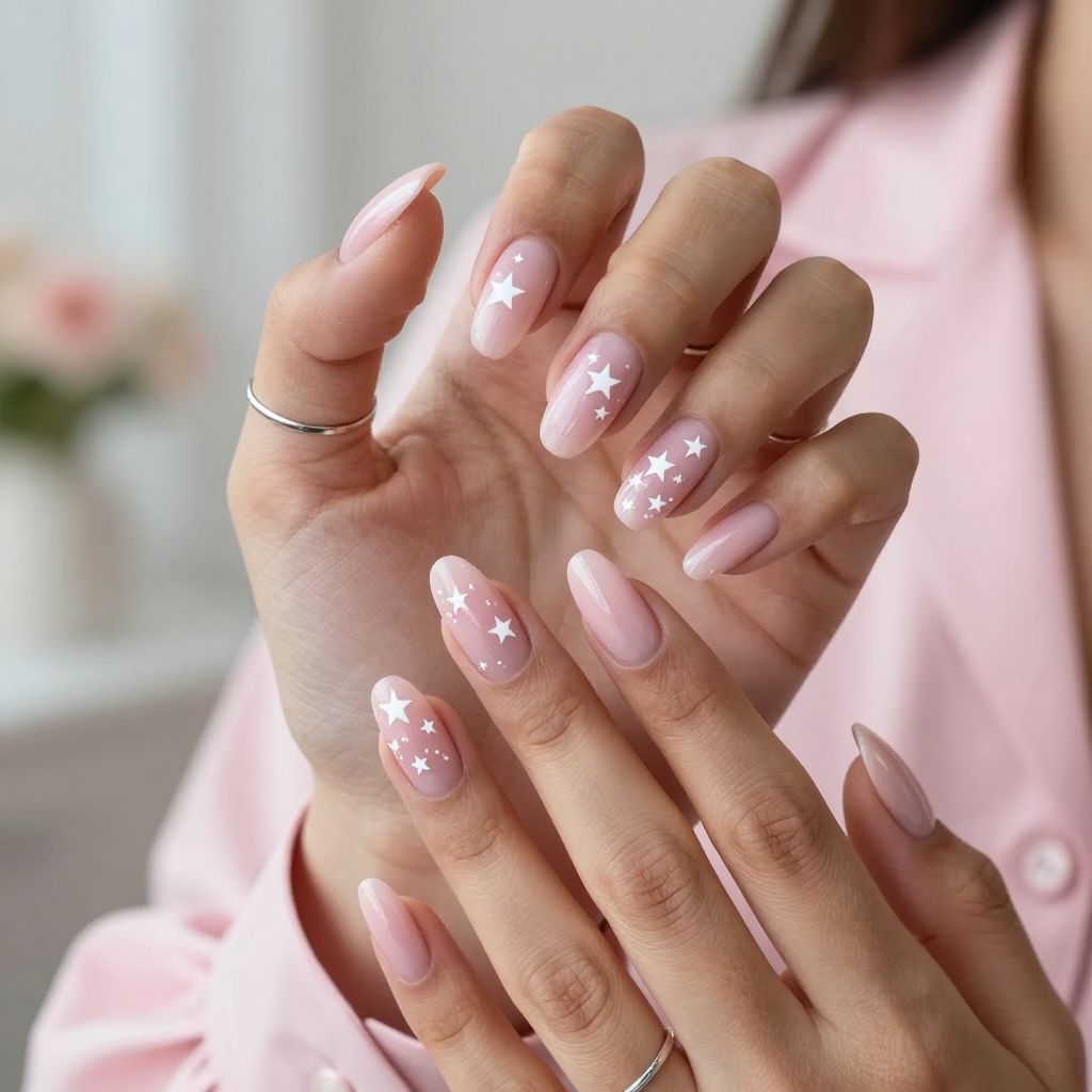 Sheer French with Floating Stars