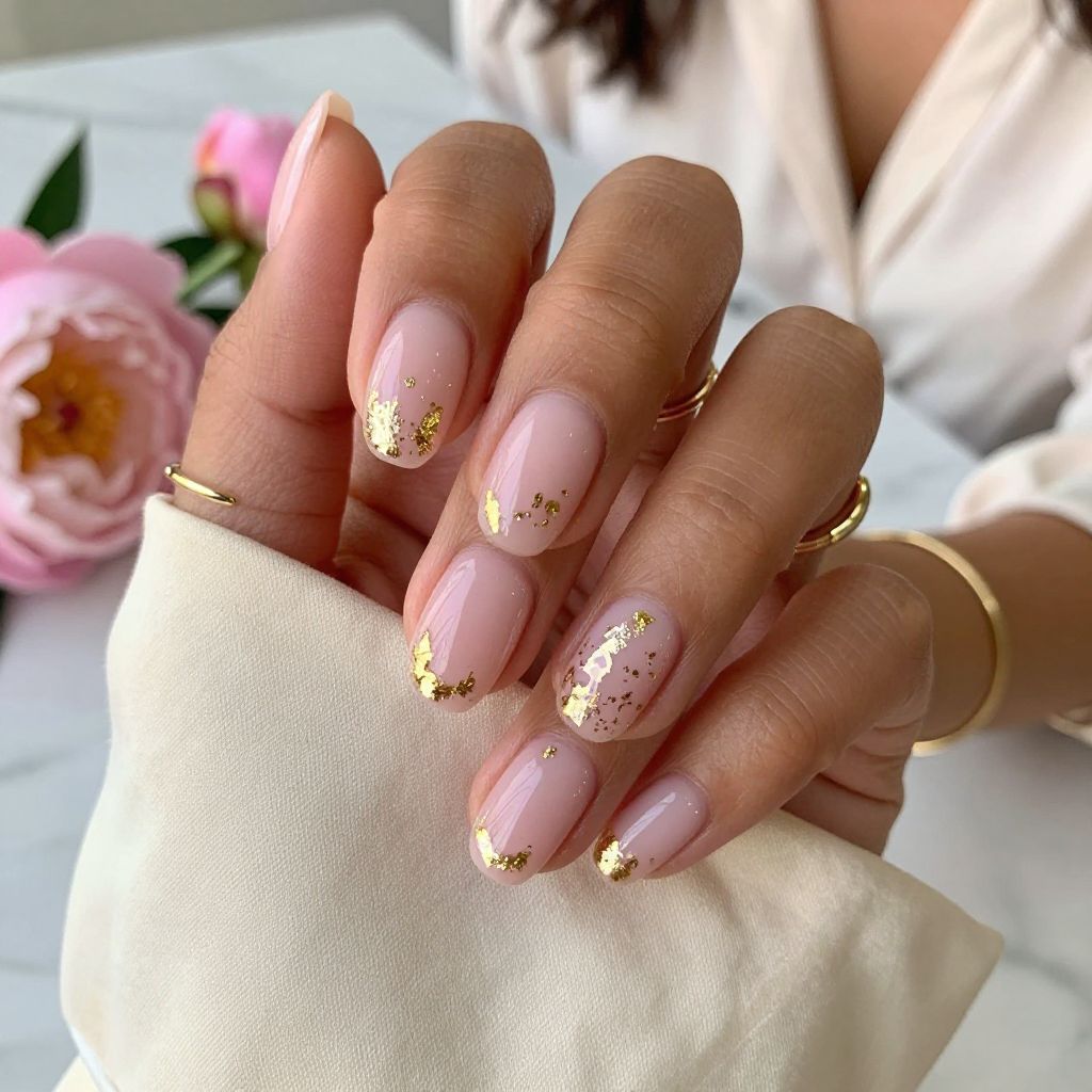 Soft Blush With Gold Foil
