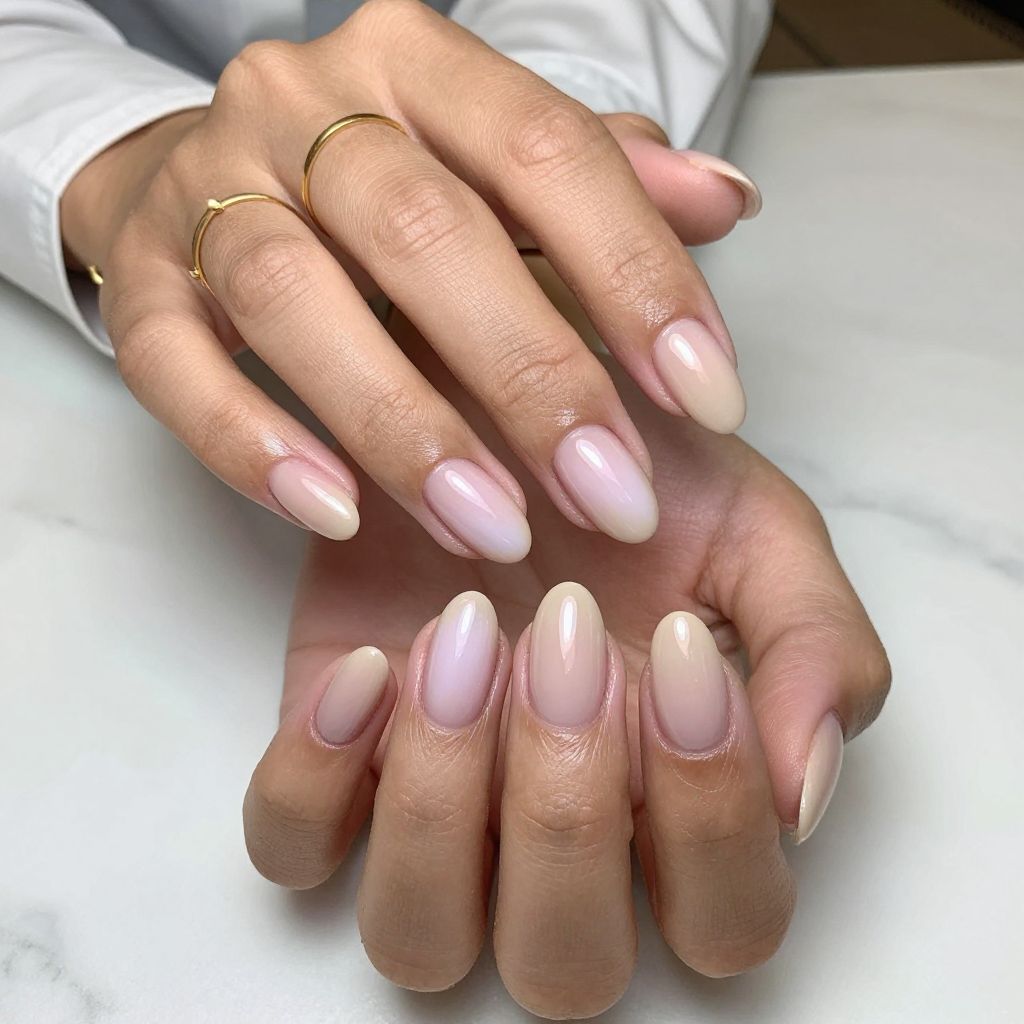 Milky Nude Almond Nails