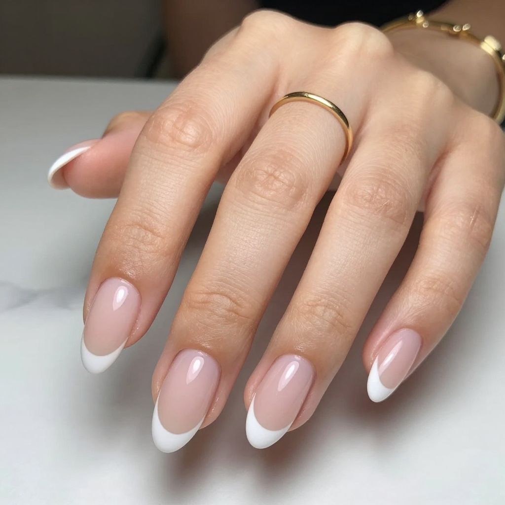 Classic French Almond Nails