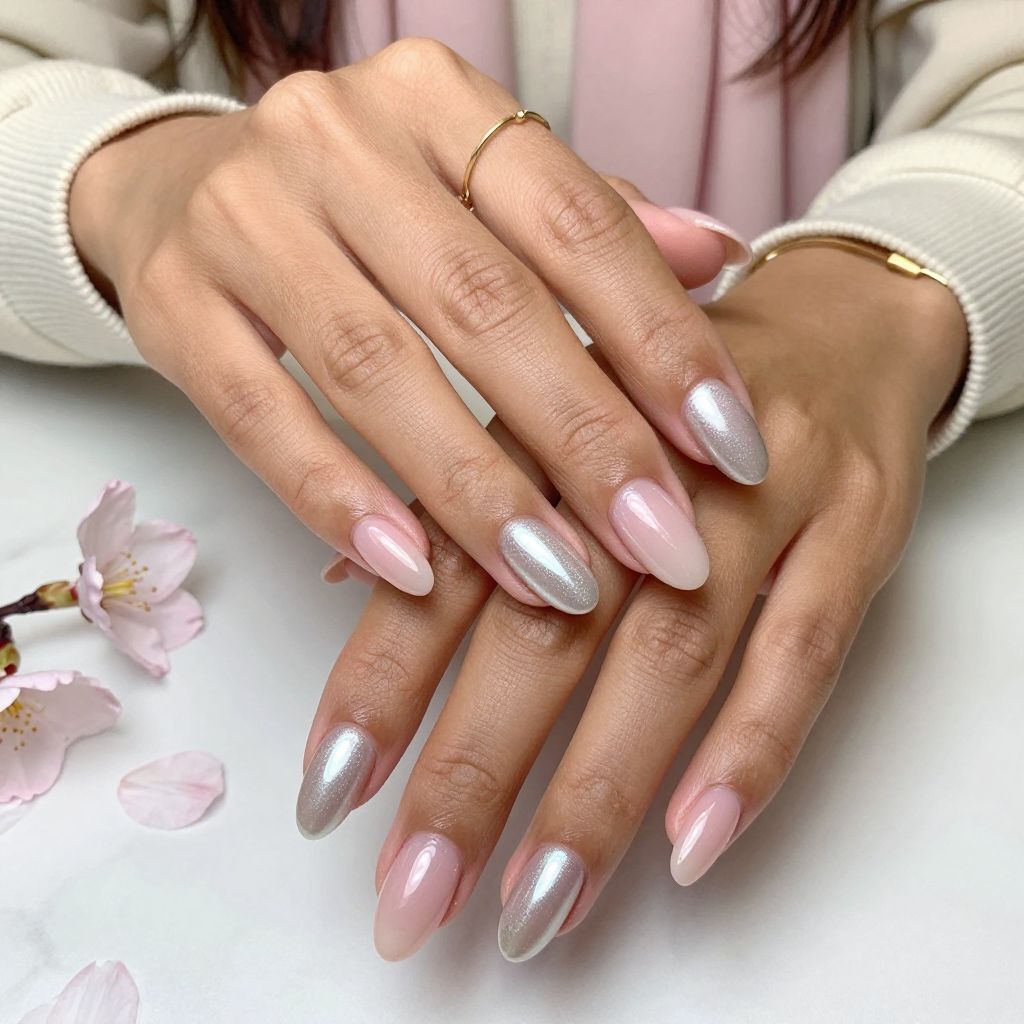 Glazed Pearl Almond Nails