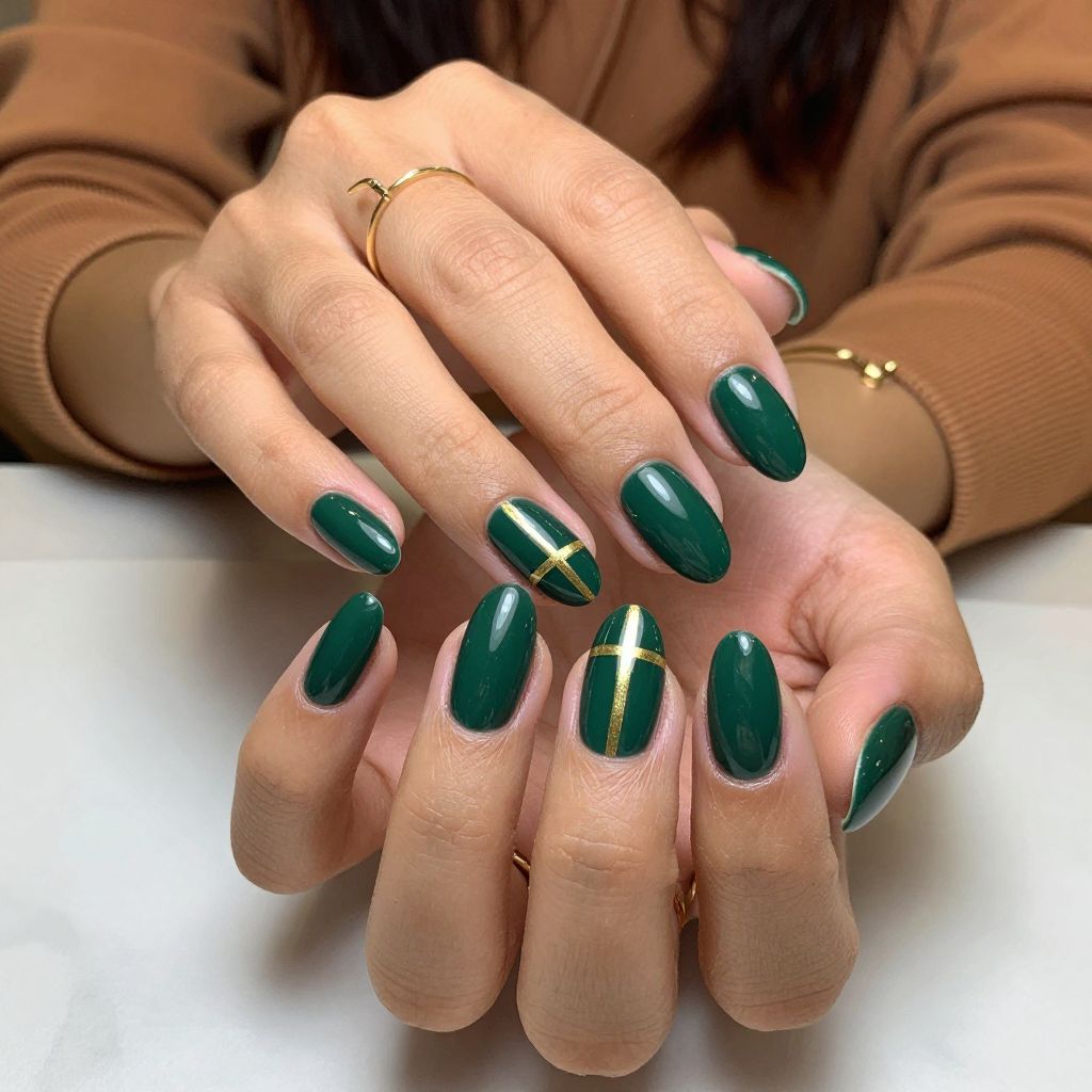 Forest Green Almonds with Gold Striping Tape