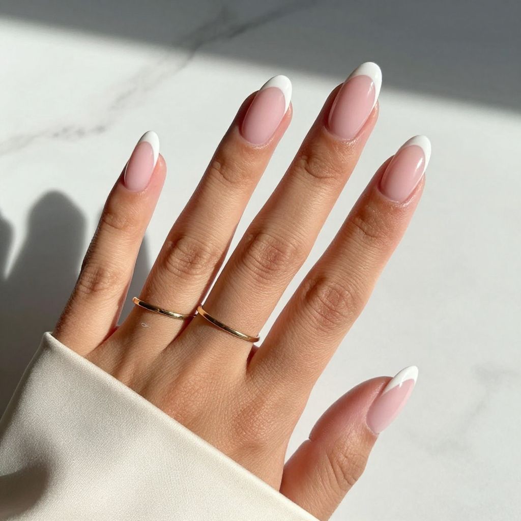 Soft Pink Almonds with White French Tips