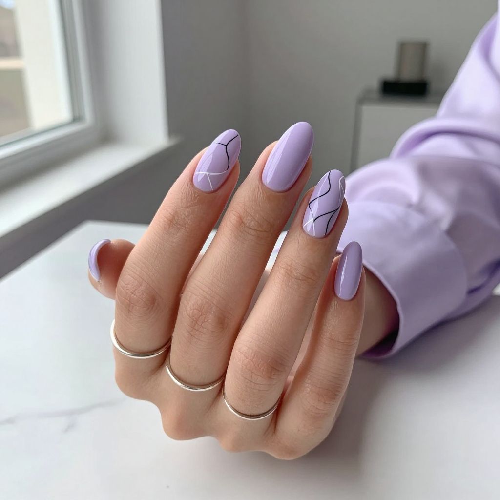 Pastel Lavender Almonds with Minimalist Line Art