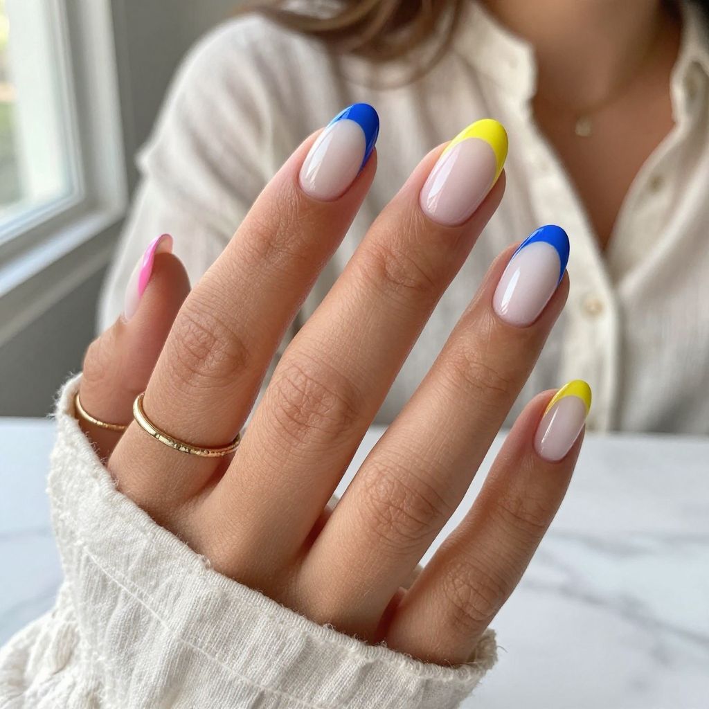 Bright White Gloss with Colorful Tips