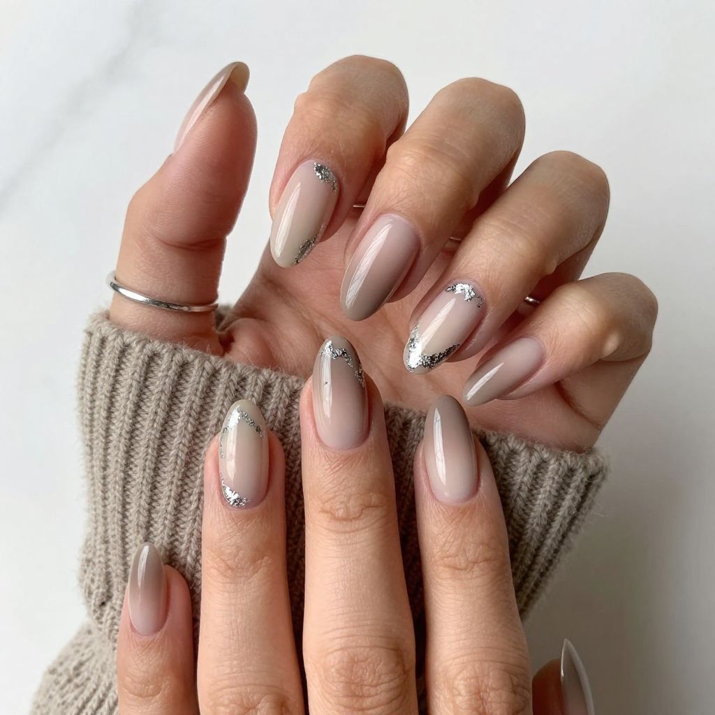 Taupe Gradient with Silver Foil
