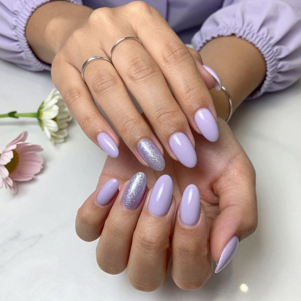 Soft Lilac with Glitter Gradient