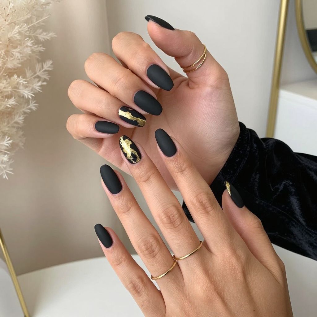 Black Matte with Gold Accent