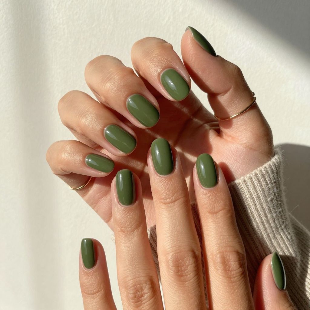 Glossy Olive Green Ovals