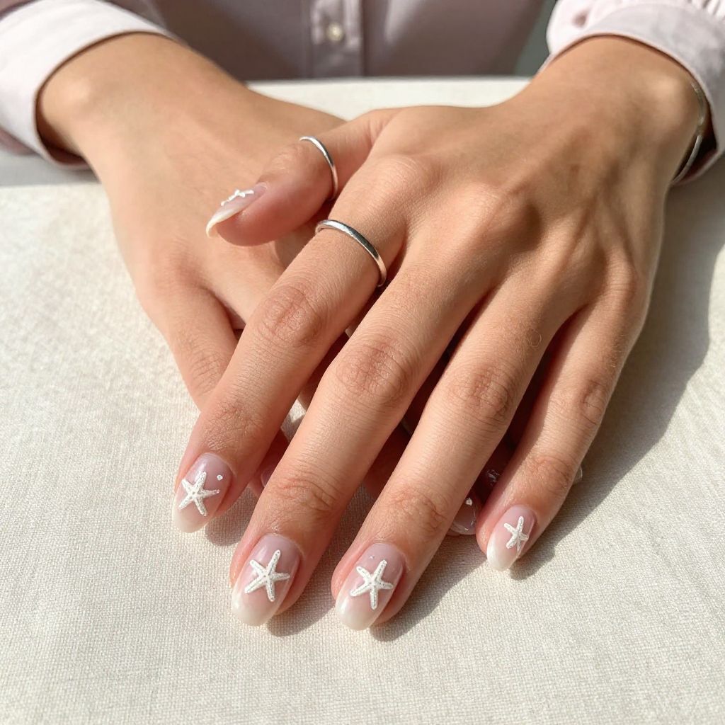 Clear Nail with Tiny Starfish
