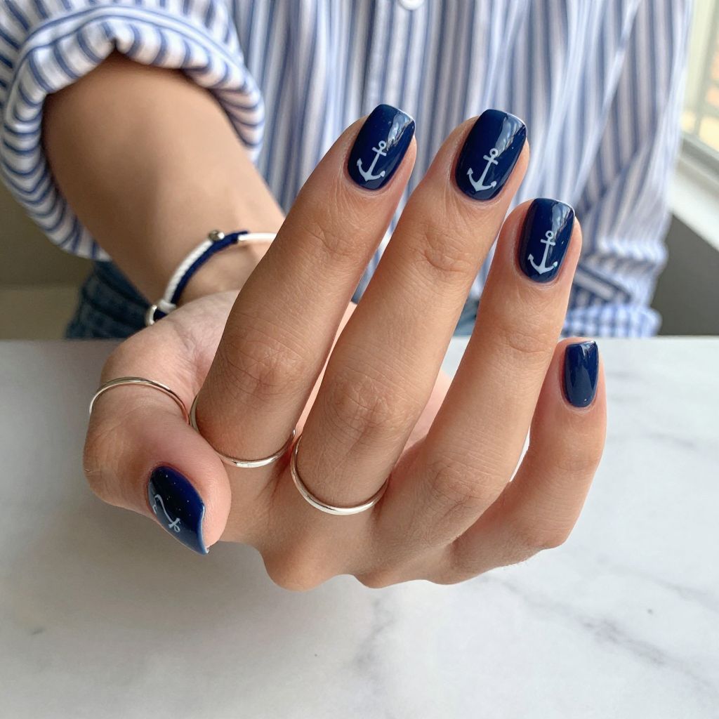 Nautical Navy with White Anchors
