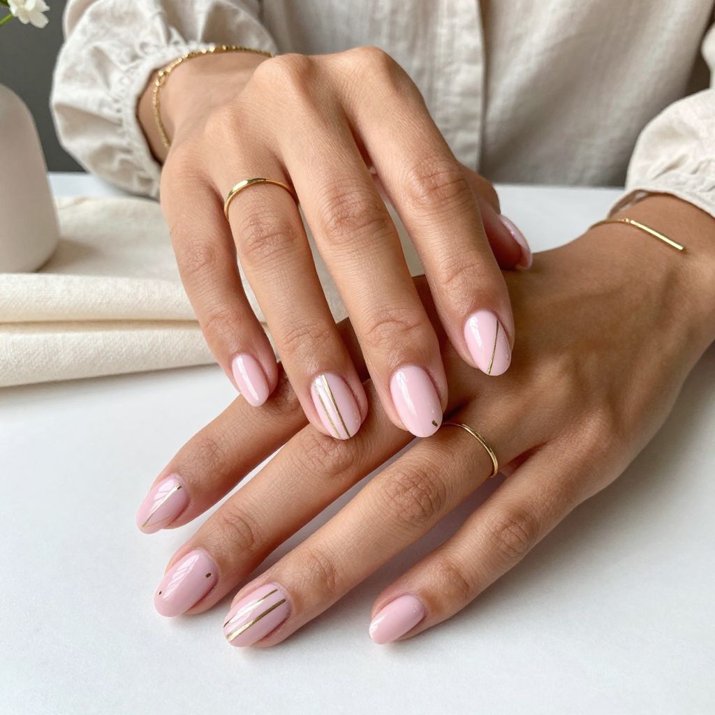 Shell Pink with Gold Stripes
