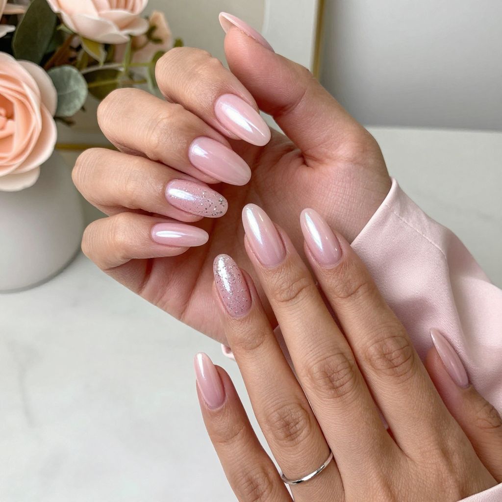 Soft Pink Pearlescent Press On Nails