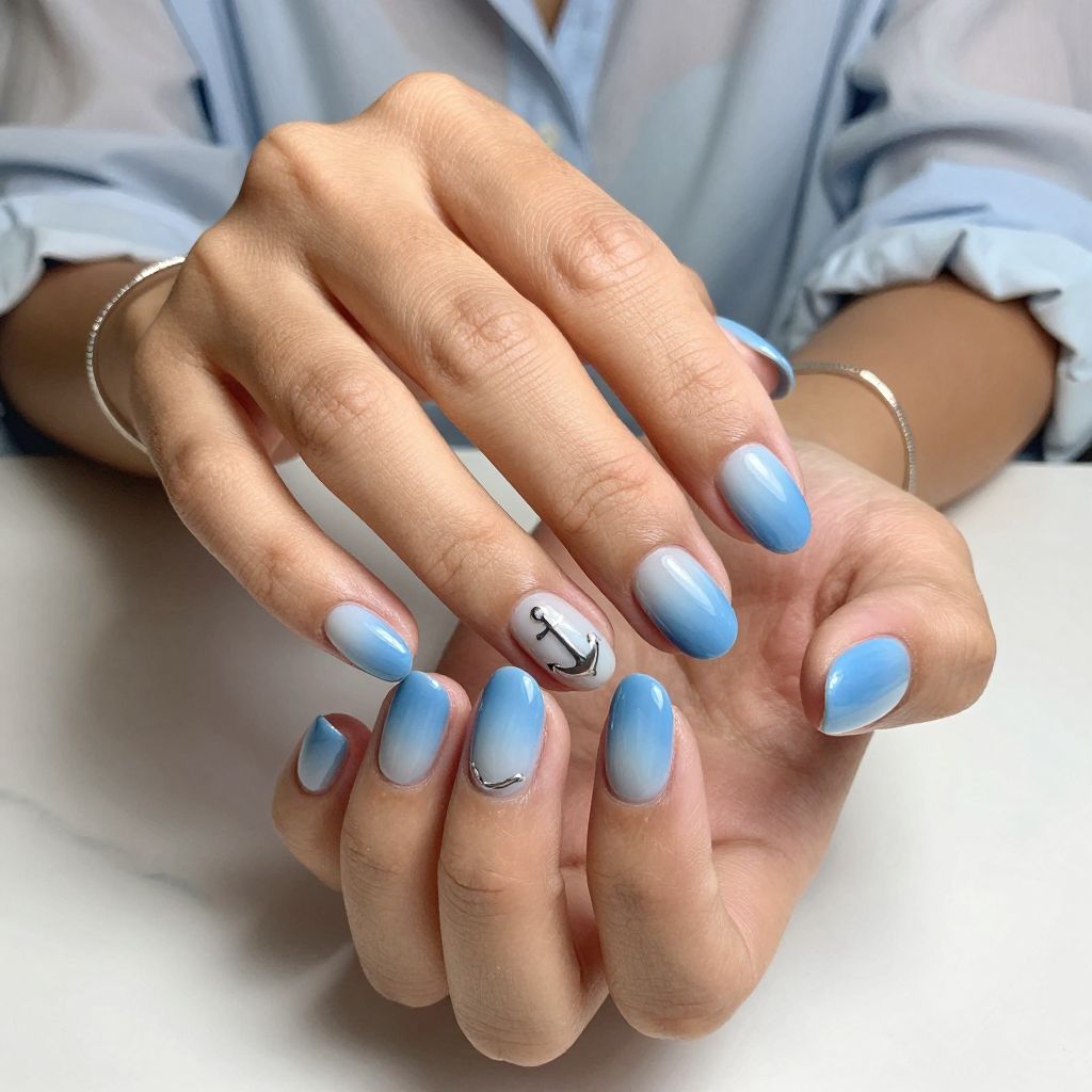 Soft Blue Gradient Delight Press On Nails