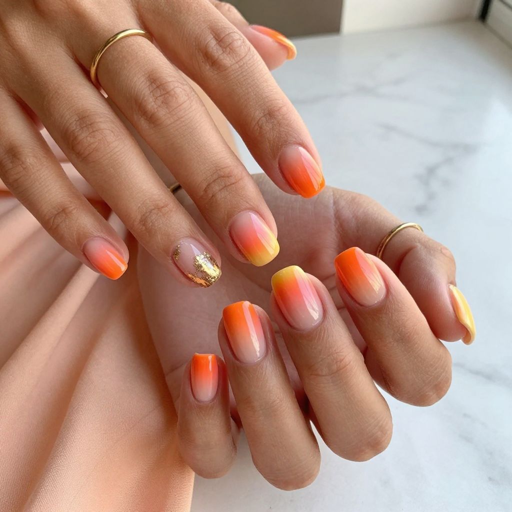 Vibrant Sunset Ombre Press On Nails