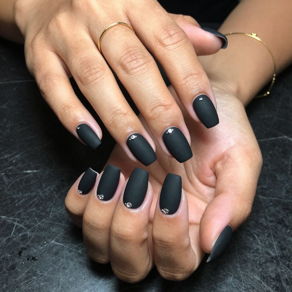 Chic Matte Black with Gems