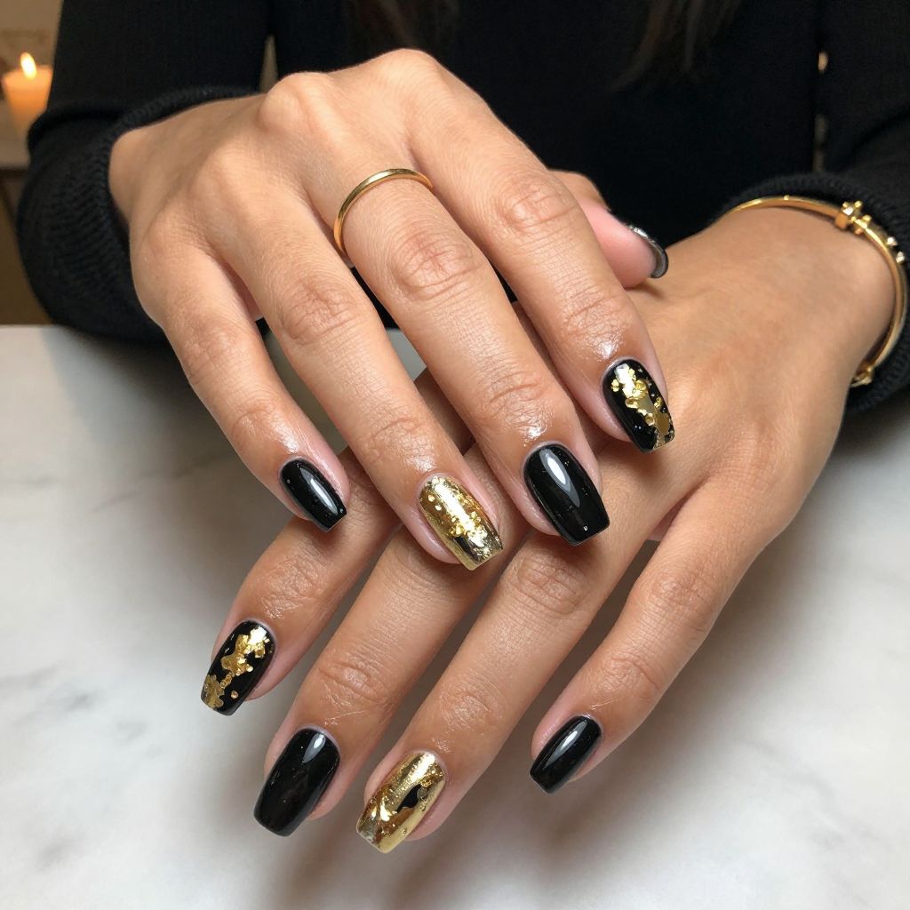Black Chrome with Gold Foil Accents