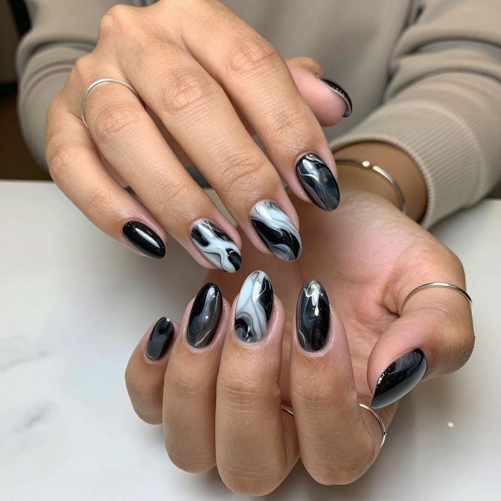 Chrome Black Marbled Effect