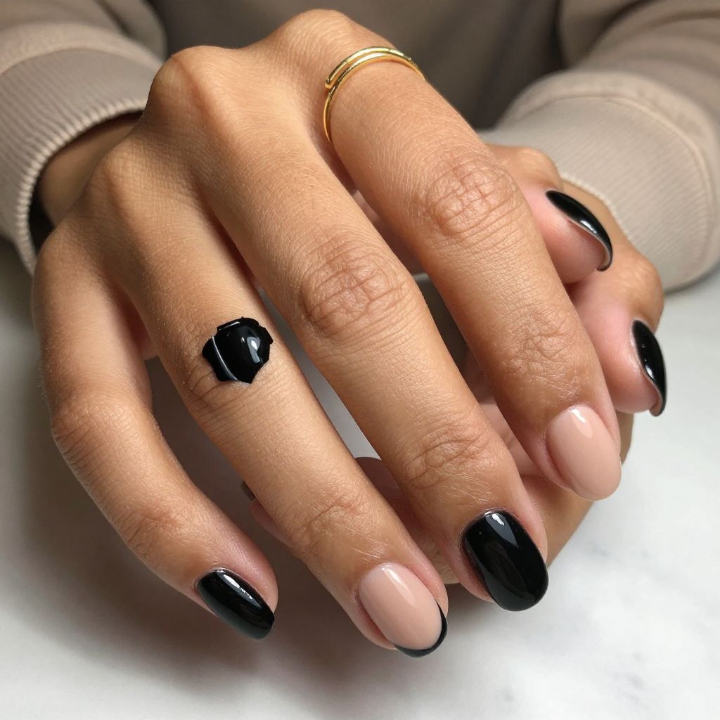 Chrome Black with Nude Negative Space
