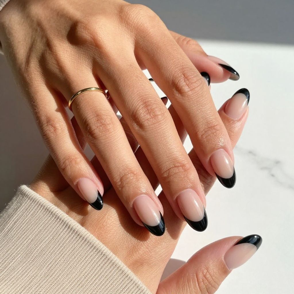 Ombre Nude to Black Tips