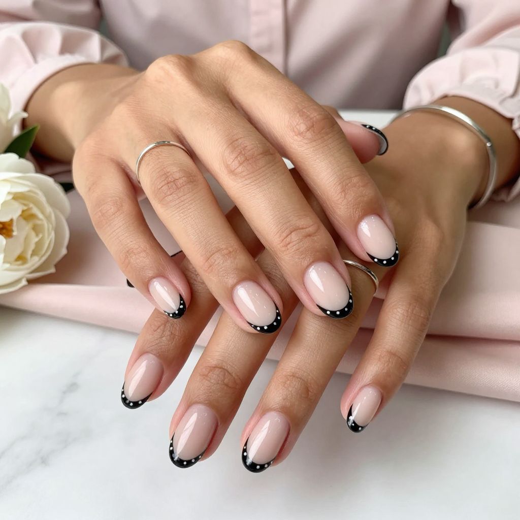Black Tips with Tiny White Dots