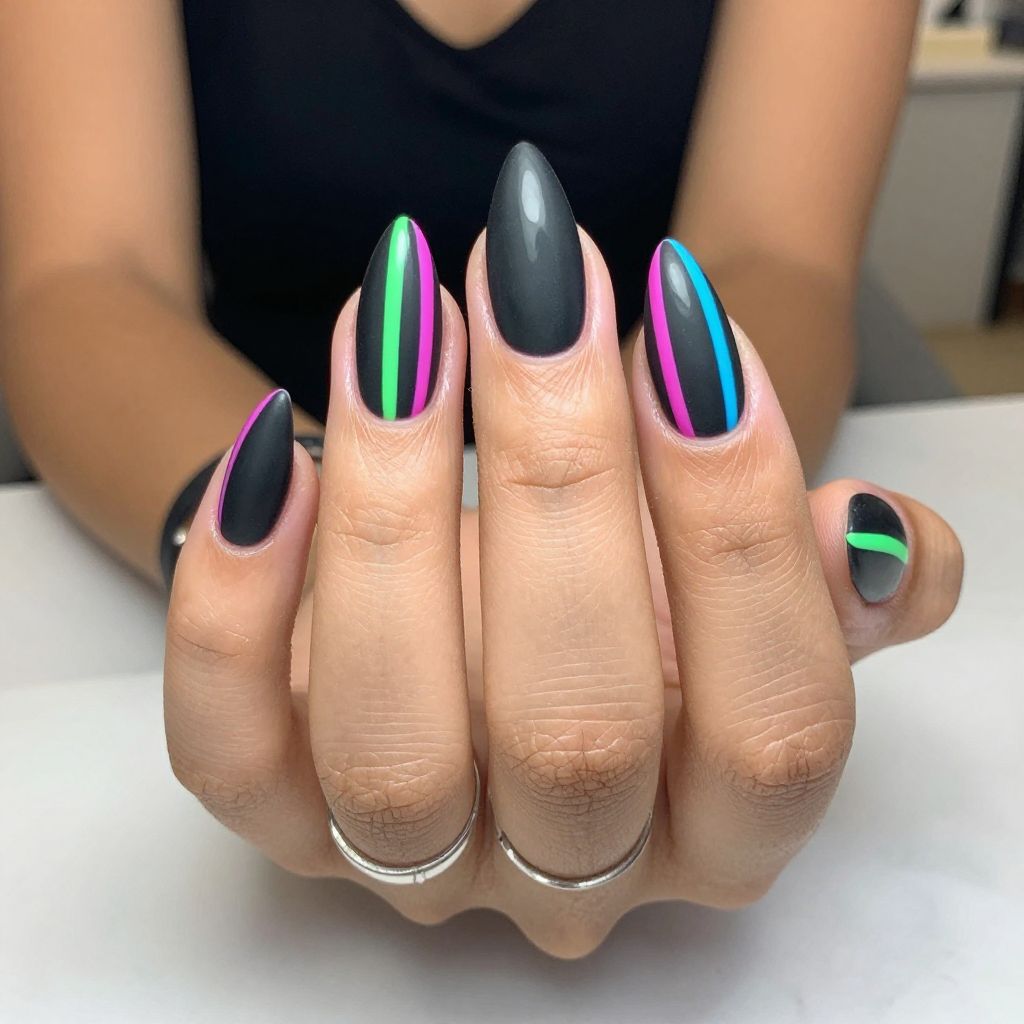Black Matte with Neon Stripes