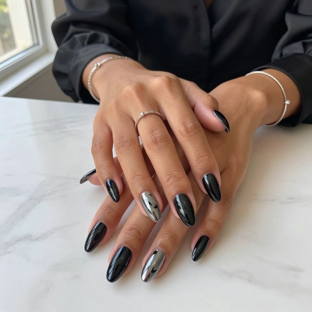 Black Chrome Mirror Nails
