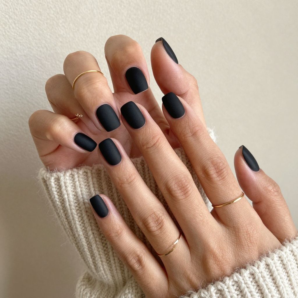 Black Velvet Texture Nails