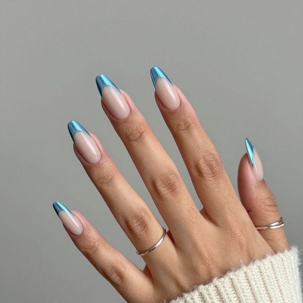 Icy Blue Chrome Tips