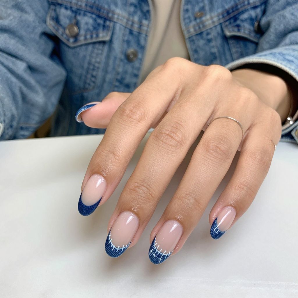 Denim Blue French with Patchwork Art