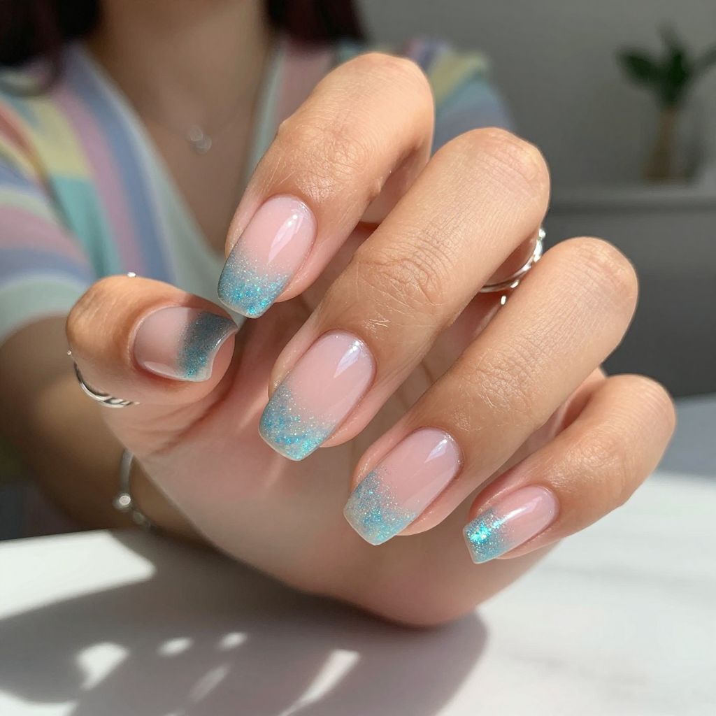 Seafoam Glitter Tips