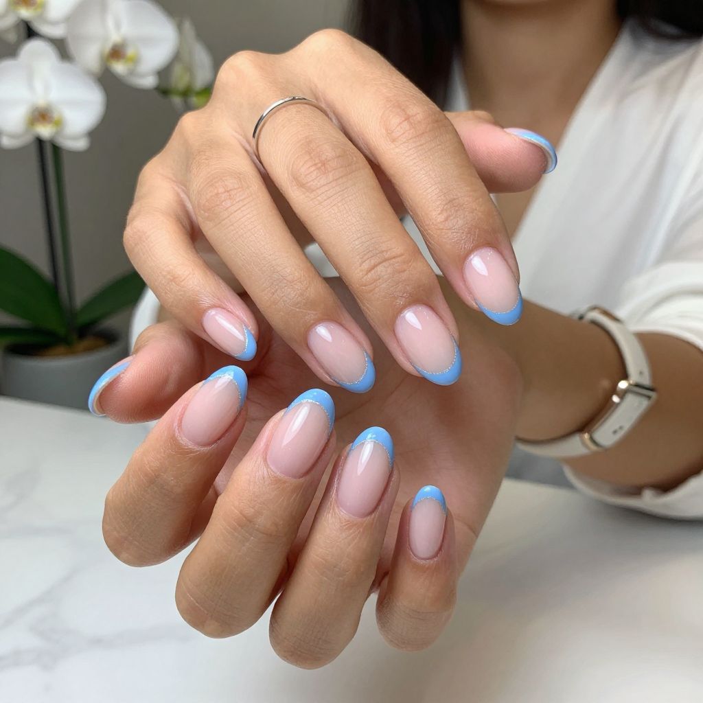 Milky Blue French Tips