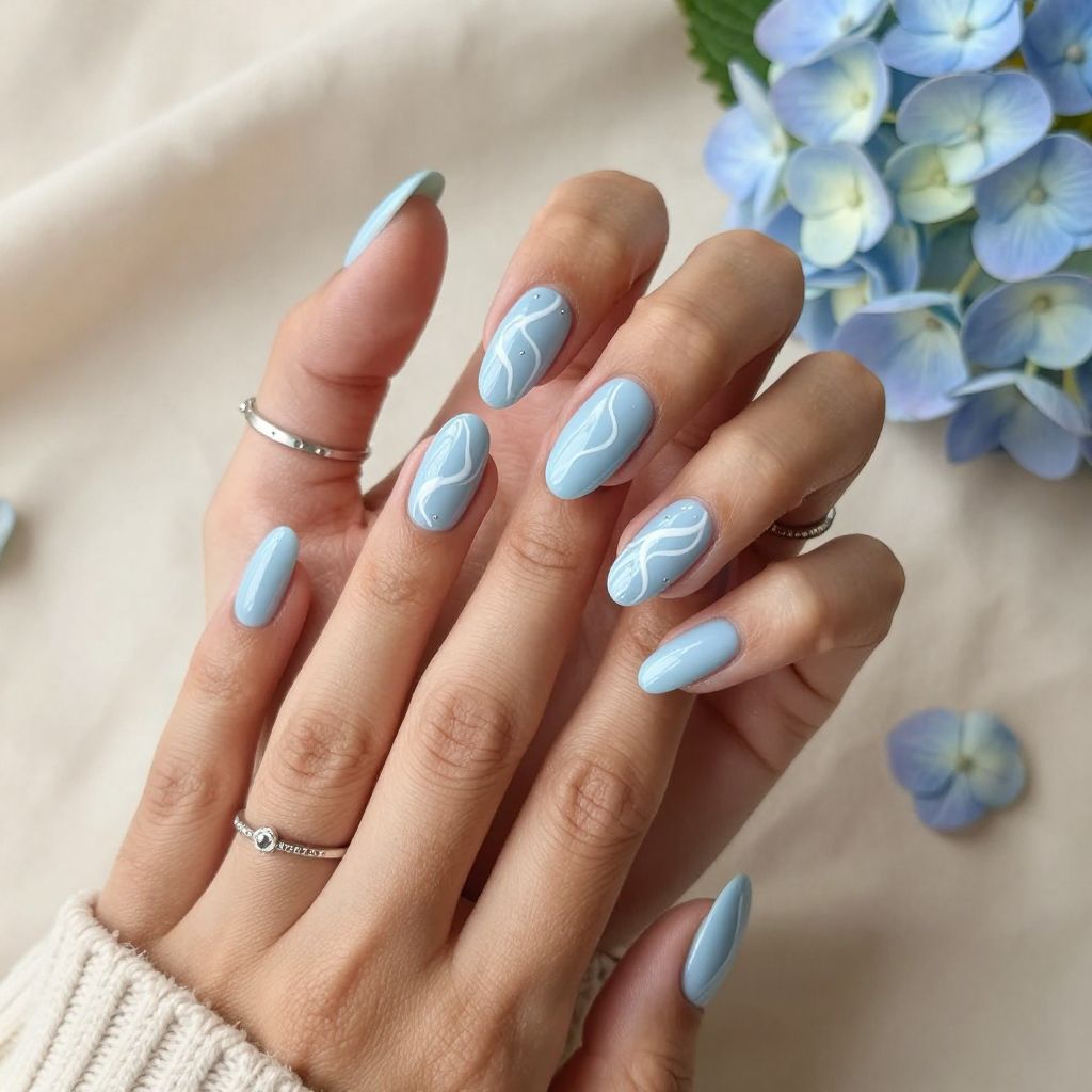 Pale Blue and White Swirls