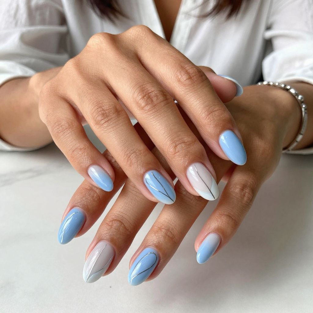 Powder Blue Minimal Lines