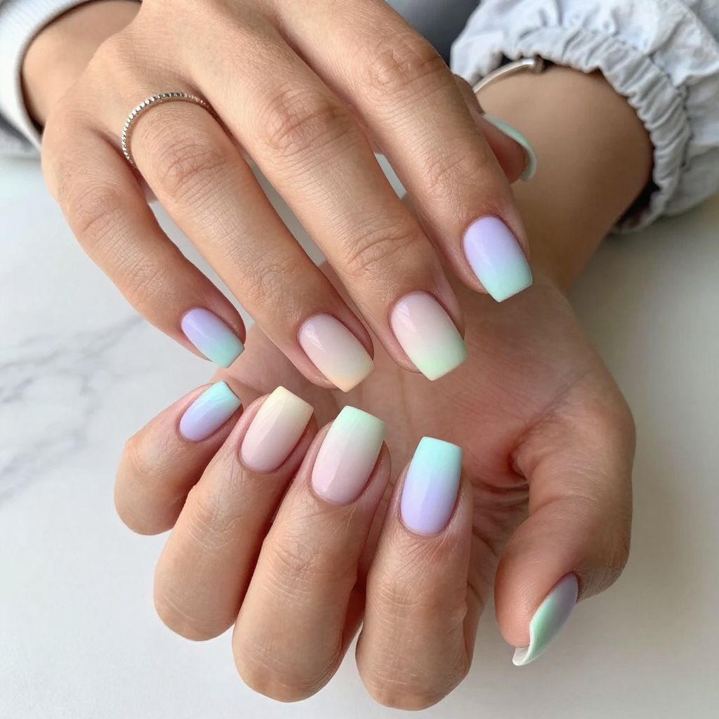 Frosted Pastel French Tips