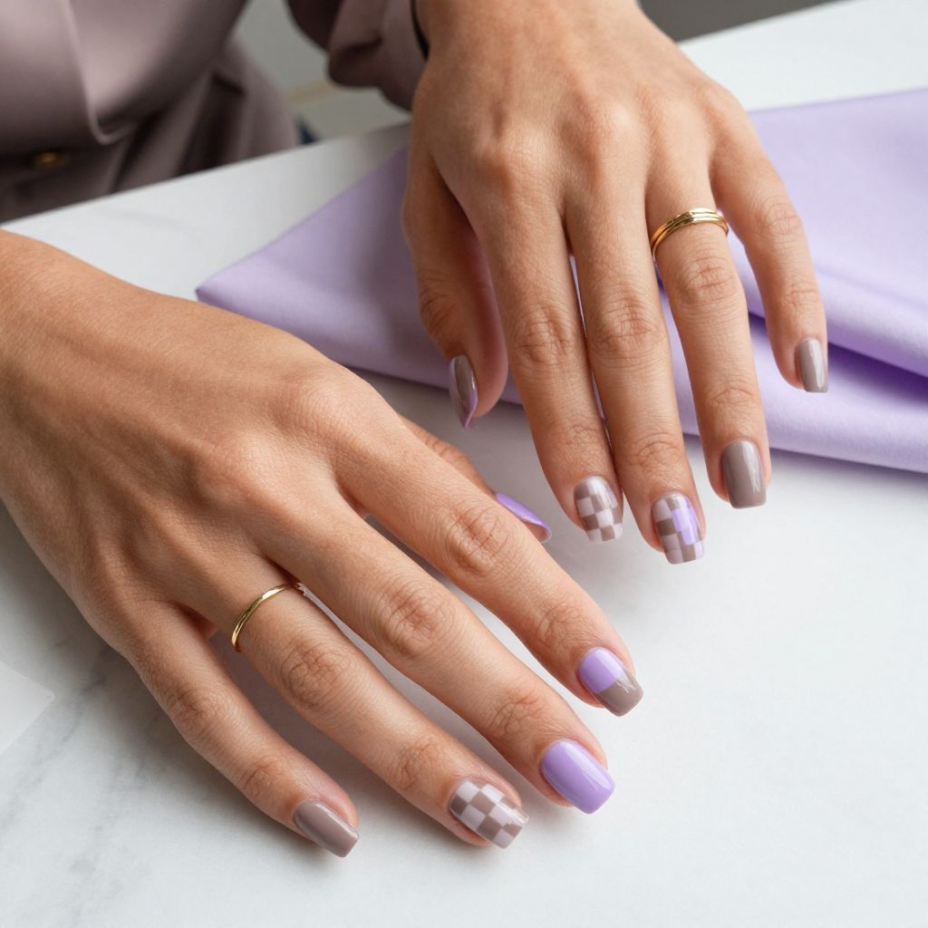 Taupe and Lilac Checkerboard