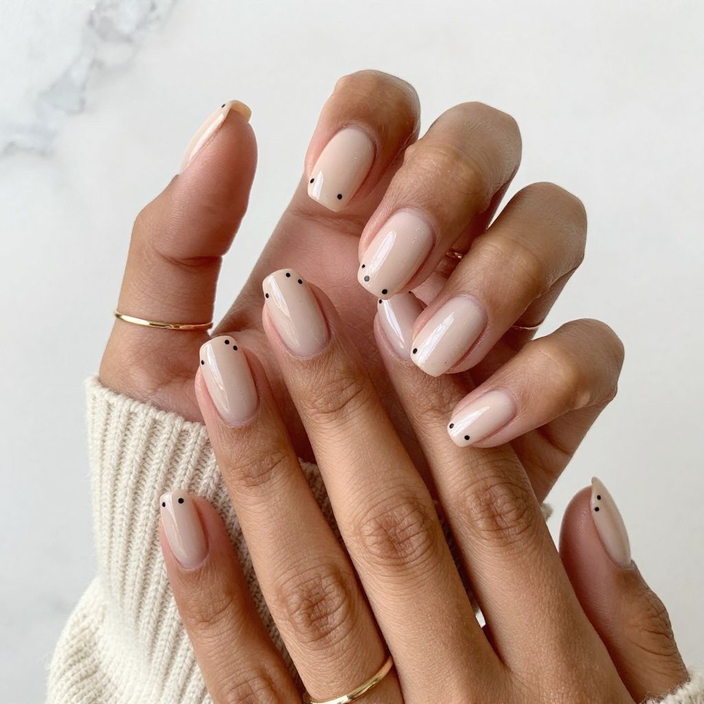 Soft Nude Square With Dot Accents