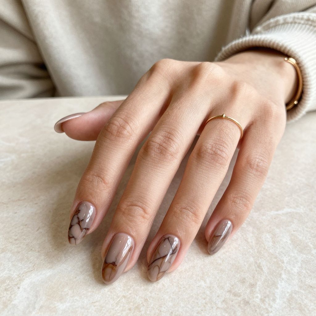Glossy Taupe and Bronze Marble