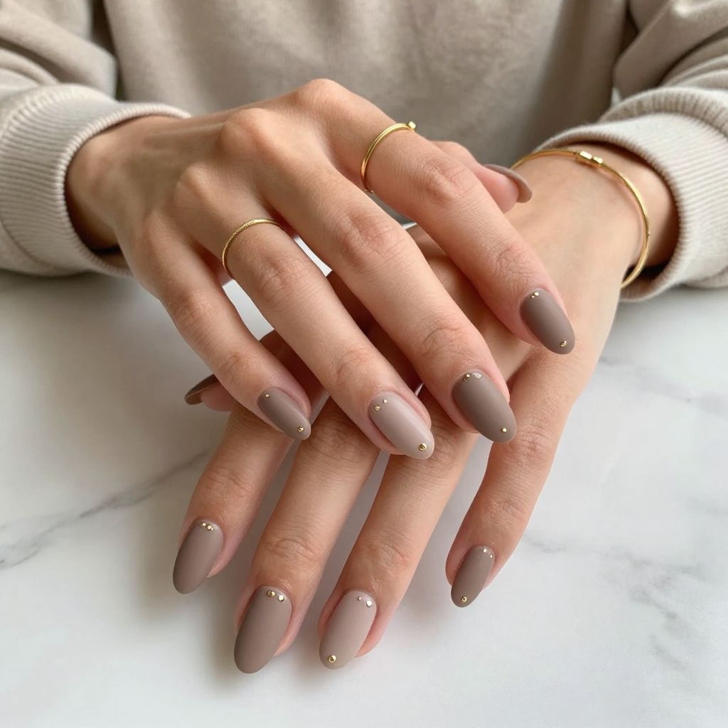 Matte Taupe with Gold Studs