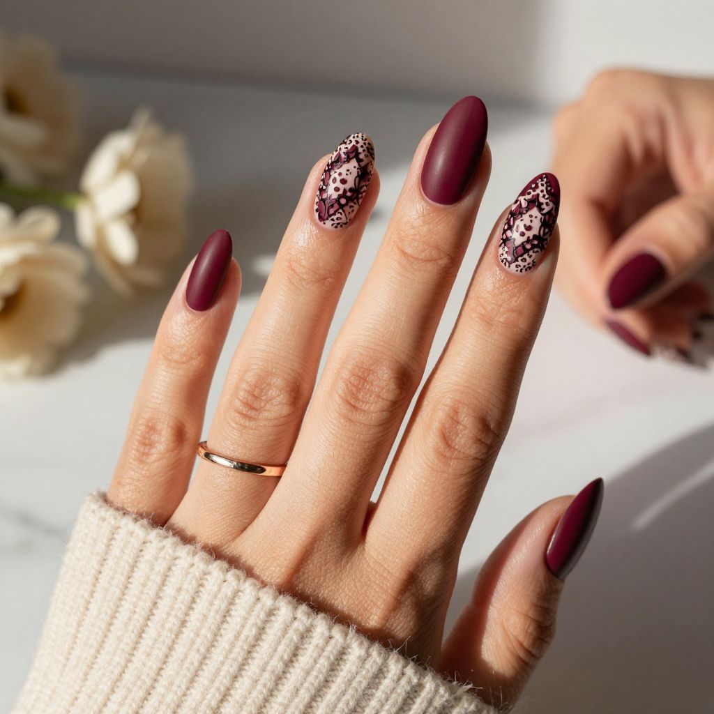 Burgundy Lace-Inspired Art