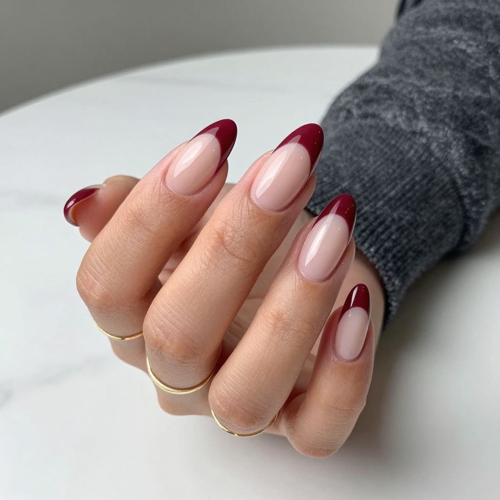 Burgundy French Tips with a Twist