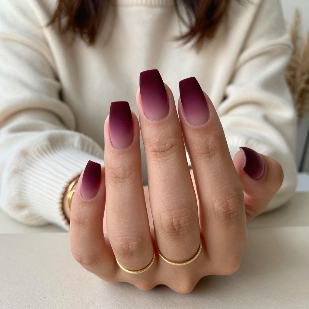 Burgundy Velvet French Fade