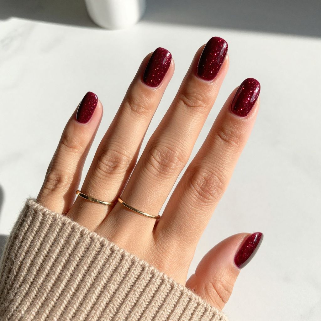 Glitter-Studded Burgundy Nights
