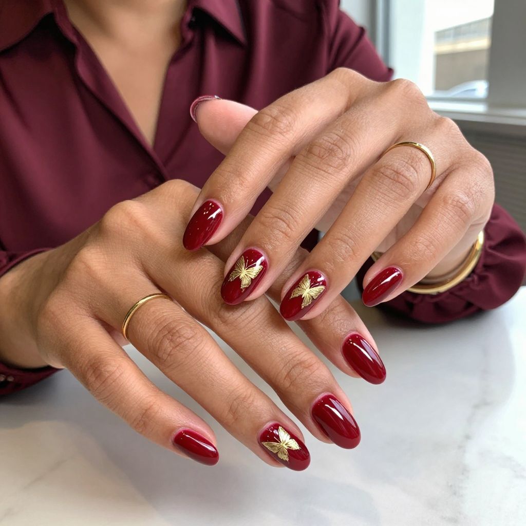 Classic Red Butterflies with Gold Detailing