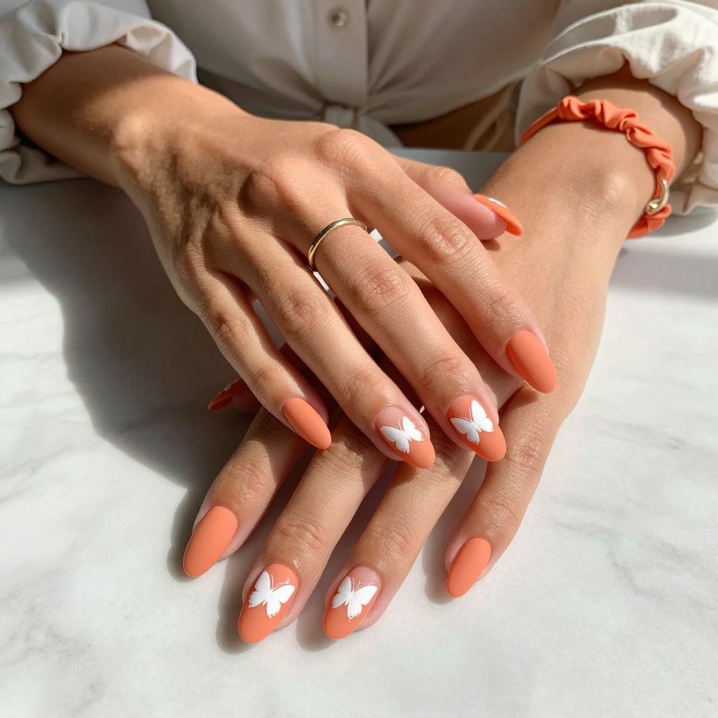 Bright White Butterflies on Coral