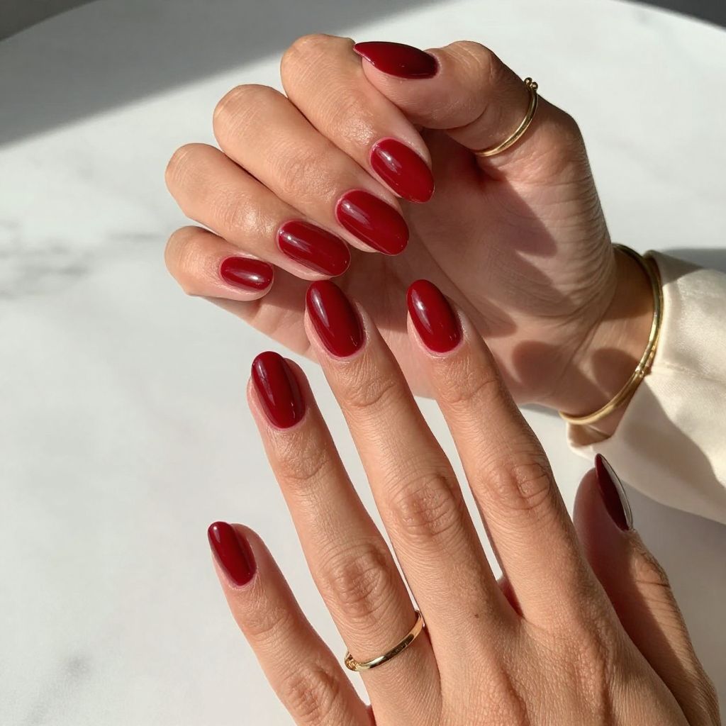 Classic Cherry Red Glossy Oval