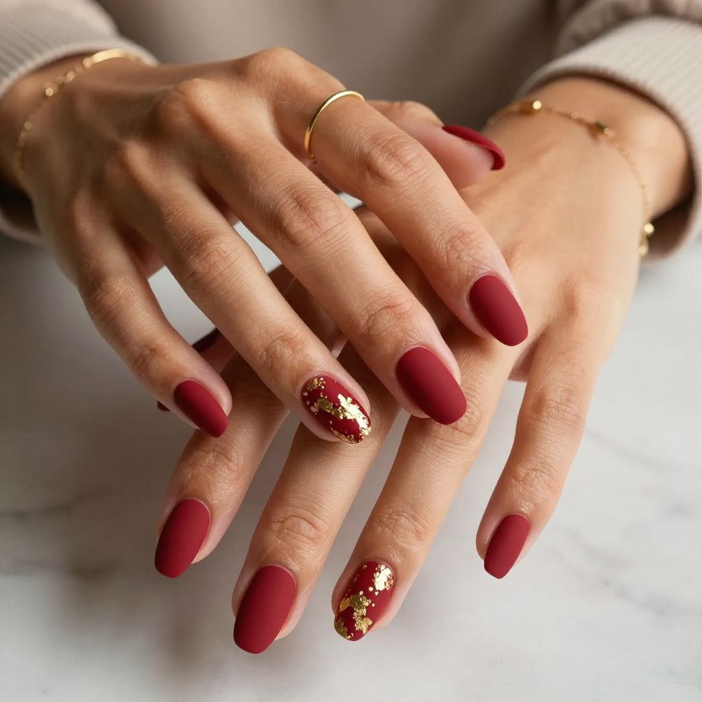 Matte Cherry with Gold Foil Flakes