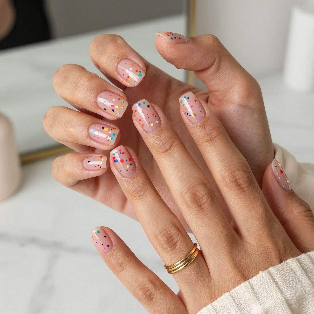 Cherry Jelly Nails with Confetti