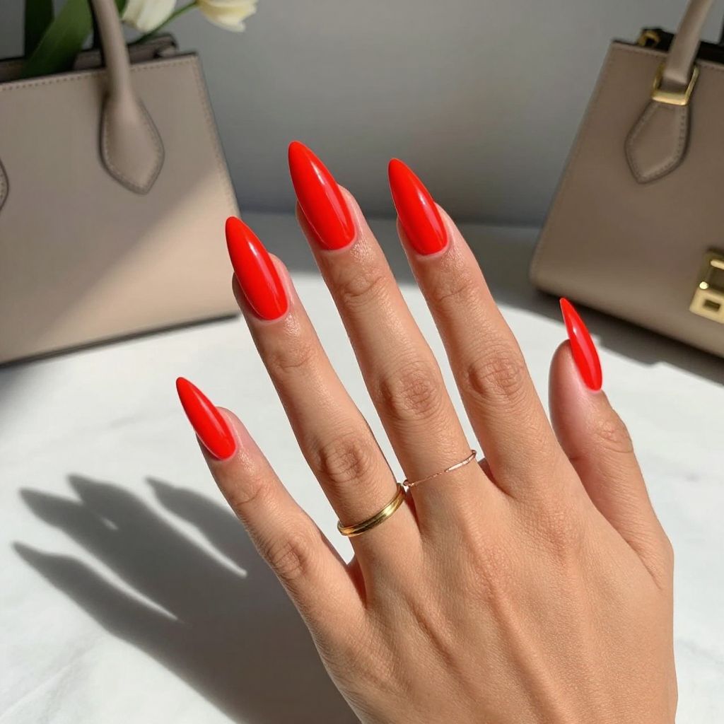 Neon Cherry Statement Nails